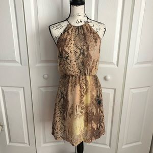 Kensie Dress Small Halter Cutout Snakeskin Print